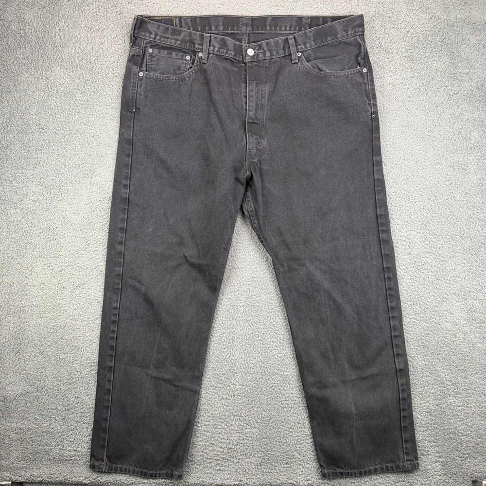 Levis 501 Original Fit Jeans Mens 44x30 Black Denim Button Fly Straight Leg